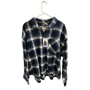 Scotch & Soda Amsterdam Navy White Plaid Flannel Button Down Shirt XXL NWT